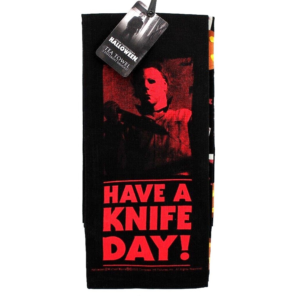 Halloween Have a Knife Day Kitchen Towel 2 Set Michael Myers Pumpkin Horror